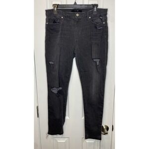 Joes Jeans Women's Denim Distressed Skinny Jeans Raw Hem Black Grey‎ 32